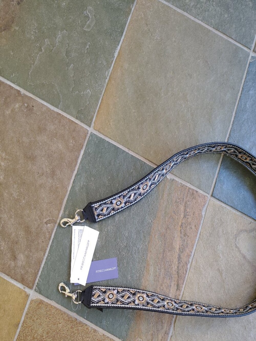 New Rebecca Minkoff Leather Stitched Guitar Strap